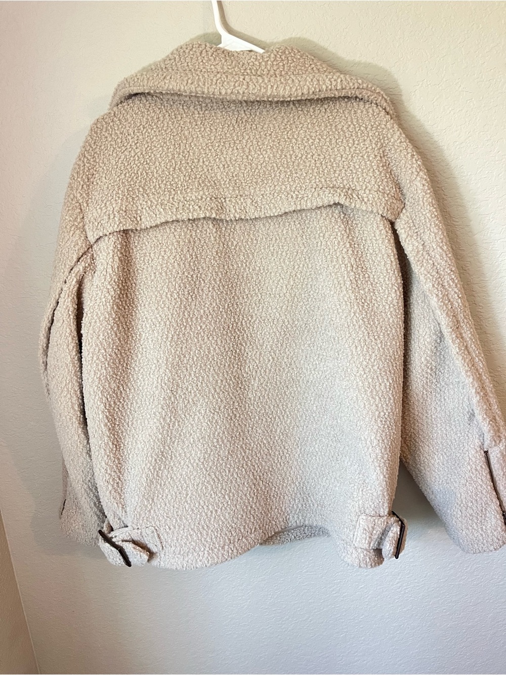 ASTR The Label Teddy Moto Jacket Taupe Sherpa Boucle Zip Coat Size M - Picture 2 of 9